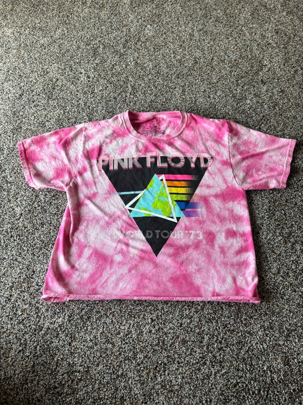 PINK FLOYD TIE DYE BAND TEE PINK WORLD TOUR 73 GRAPHIC SHIRT